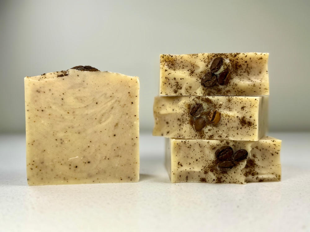 Coffee Grounds Soap with Sweet Orange, May Chang and Clove Bud Essential Oils