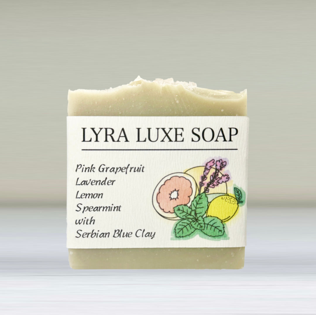 Serbian Blue Clay Soap with Pink Grapefruit, Lavender, Lemon and Spearmint Essential Oils