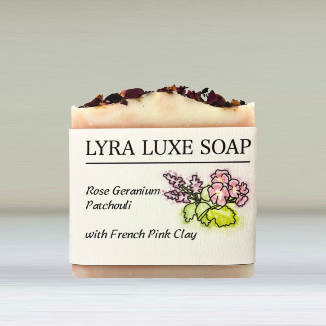 French Pink Clay Two Tone Soap with Rose Geranium and Patchouli Essential Oils