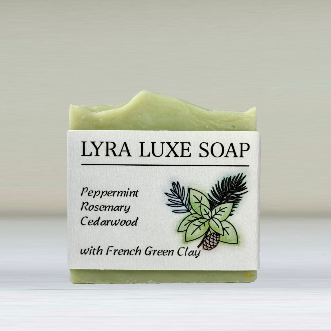 French Green Clay Soap with Peppermint, Rosemary and Cedarwood Essential Oils
