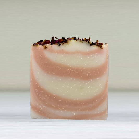 French Pink Clay Two Tone Soap with Rose Geranium and Patchouli Essential Oils